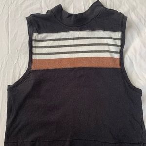 Free People- Navy Boy Fit Striped Crop top